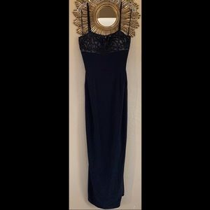 New long black beaded evening gown
